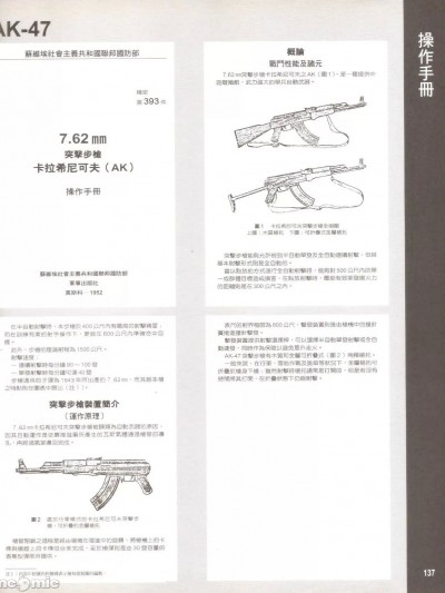 7.62mm 突擊步槍 卡拉希尼可夫(AK) 操作手冊 蘇維埃社會共和國聯邦國防部 軍事出版社 莫斯科 1952