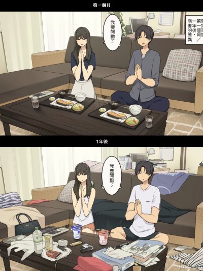 某對情侶的同居第一個月與同居一年後 [わかまつ] ある同棲カップルの1ヵ月目と1年後 [中国翻訳]