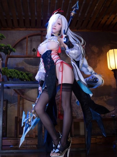 aqua cosplay Shenhe Cheongsam - Genshin Impact